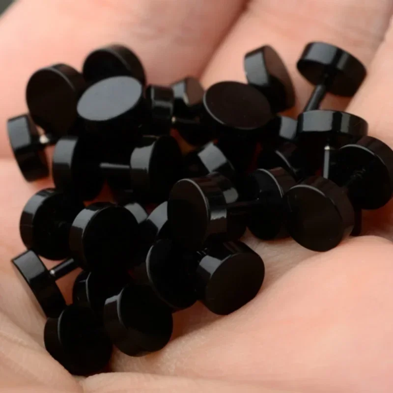 2 個/1 セットブラックステンレス鋼偽チーター耳栓ゲージボ - Body Jewelry Ear Plugs のレビューと価格