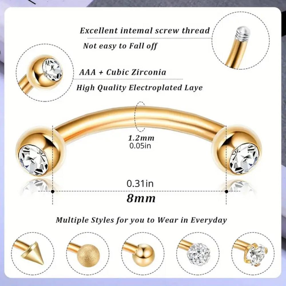 16Gステンレス鋼のルークピアシング宝石は立方体のジルコニア - Rook Curved Barbell のレビューと価格
