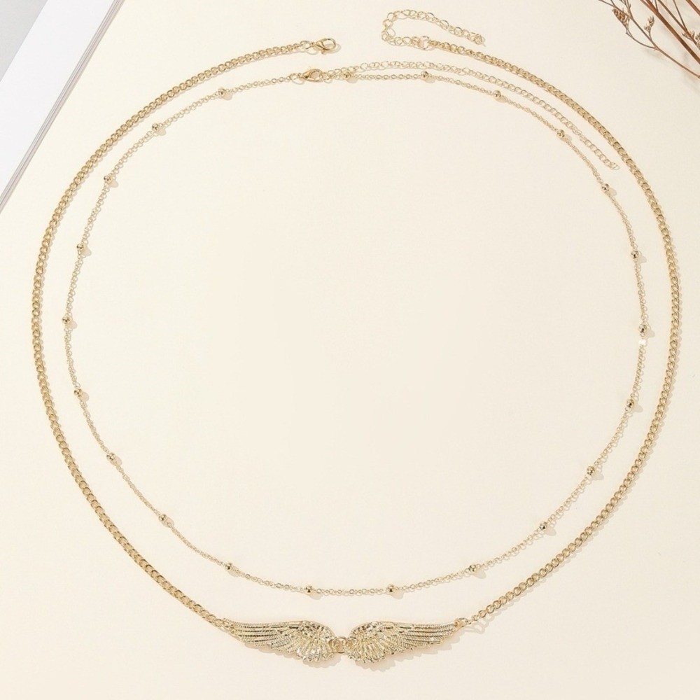 トレンディでエレガントなダブルレイヤーウィングボディチェーン - Body Jewelry Chain のレビューと価格