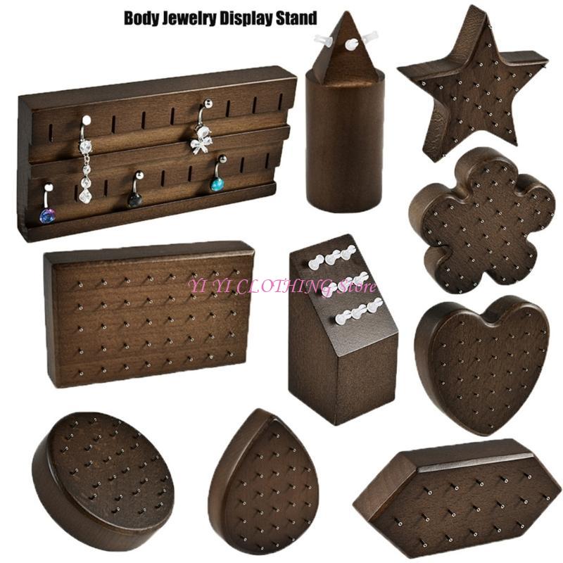 N5KF 木製ピアスジュエリーディスプレイスタンド実用的なイ - Body Jewelry Display Case のレビューと価格