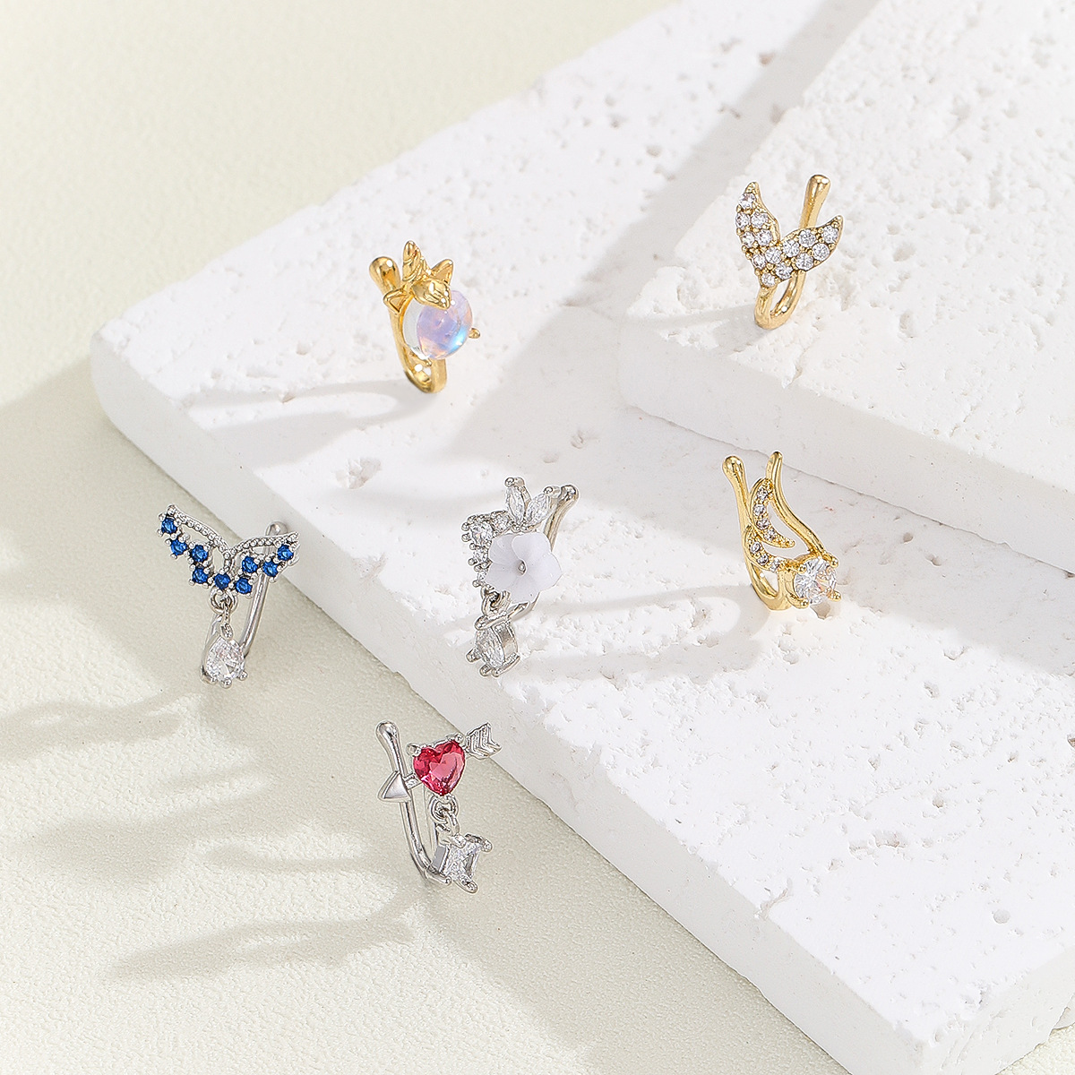 偽の鼻ピアスジュエリー高品質銅製CZノーズカフノンピアスクリ - Body Jewelry Nose Ring のレビューと価格