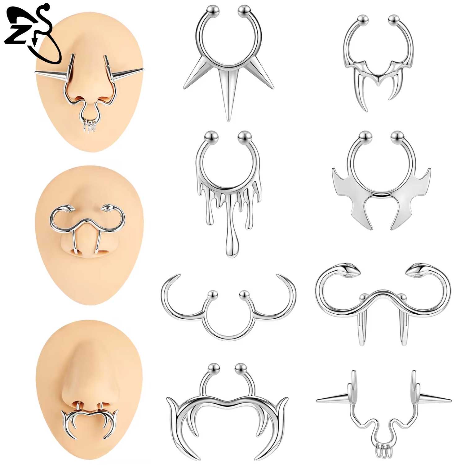 Zs-男性と女性のためのパンクスタイルの偽のセプタムリング、 - Body Jewelry Nose Ring のレビューと価格