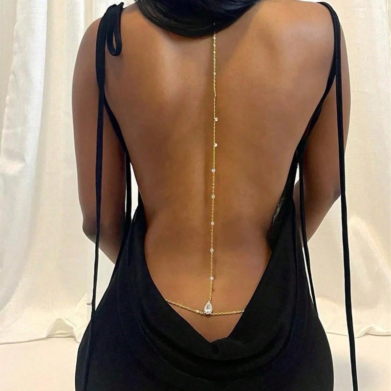 花嫁背中の開いたラインストーン水滴ボディチェーンベリーウエス - Body Jewelry Art のレビューと価格