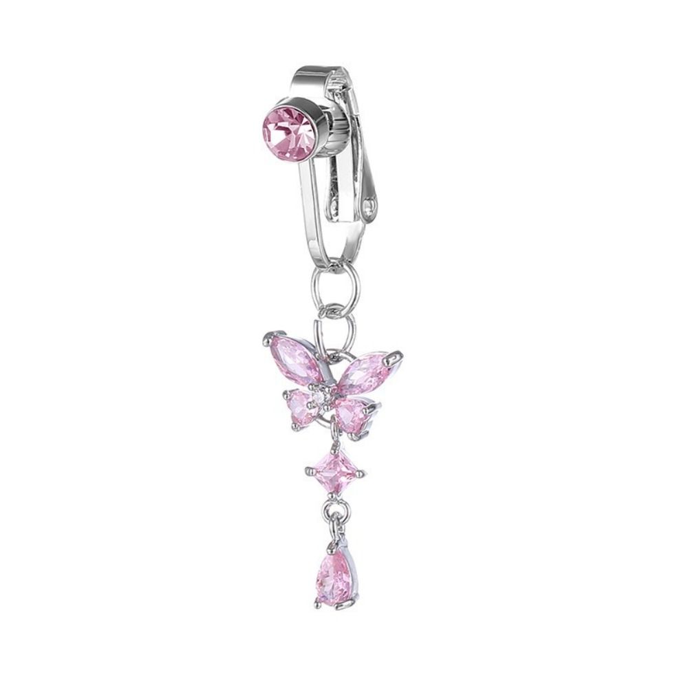 蝶のデザインクリップ式へそピアス ジルコン ノンピアス フェ - Body Jewelry Materials のレビューと価格