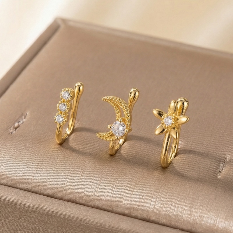 3ピースレトロライトラグジュアリーノーズクリップセット、人工 - Body Jewelry Nose Ring のレビューと価格