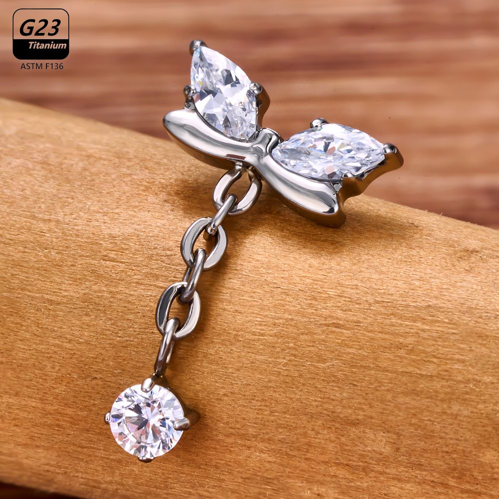 G23チタン製バタフライタッセルラブレットセット、インターナ - Body Jewelry Vertical Labret のレビューと価格