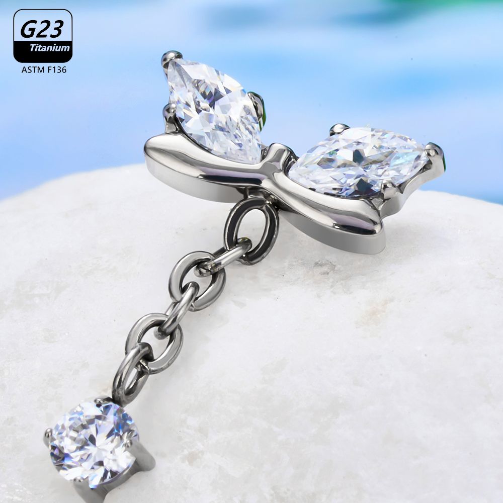 G23チタン製バタフライタッセルラブレットセット、インターナ - Body Jewelry Vertical Labret のレビューと価格