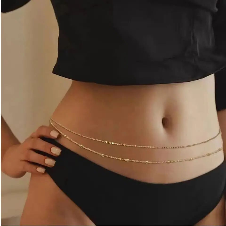 ヒップホップ二層ベリーチェーン女性のための Y2K ゴールド - Body Jewelry Chain のレビューと価格