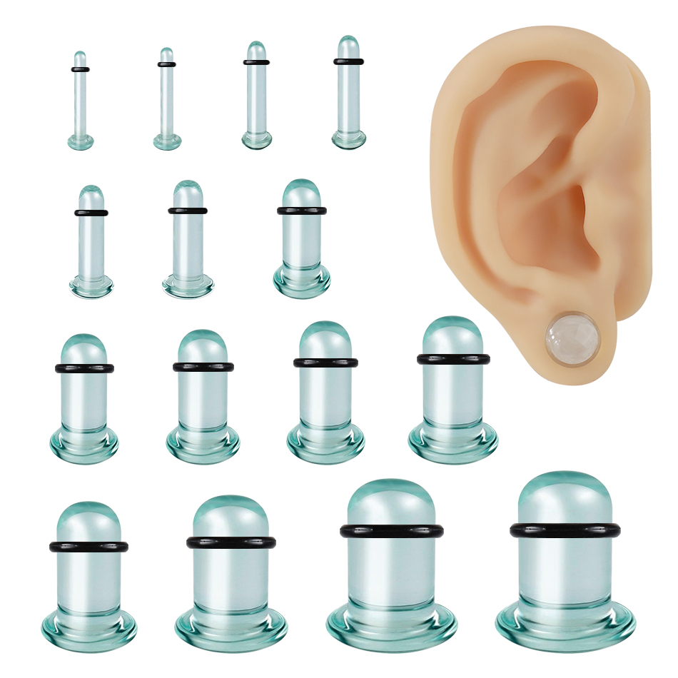 1 ペアガラス耳トンネルとプラグ耳ストレッチャーエキスパンダ - Body Jewelry Ear Plugs のレビューと価格