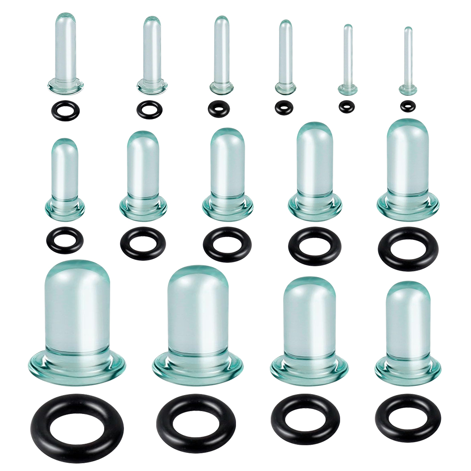 1 ペアガラス耳トンネルとプラグ耳ストレッチャーエキスパンダ - Body Jewelry Ear Plugs のレビューと価格